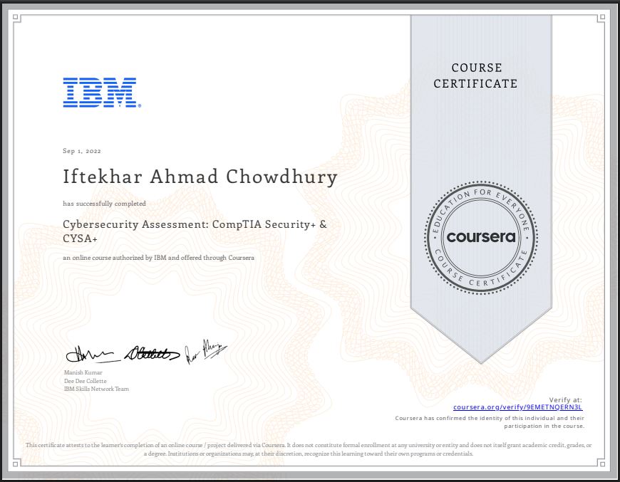 CyberSecurity_Assessment-CompTIA_SecurityPlus_And_CYSA Certificate