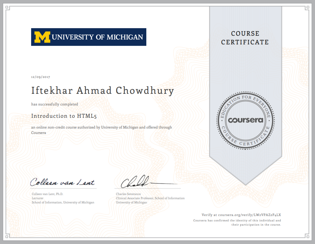 html5 certificate