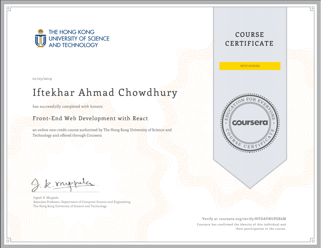 React certificate
