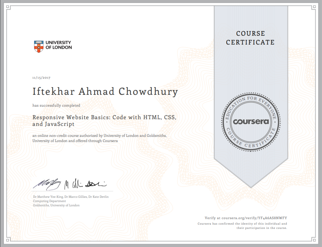Responsive: html, css, javascript certificate