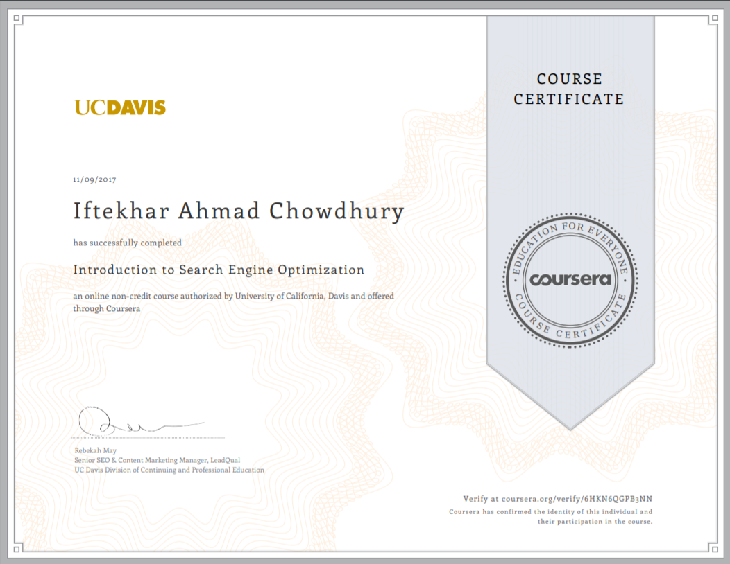 SEO certificate