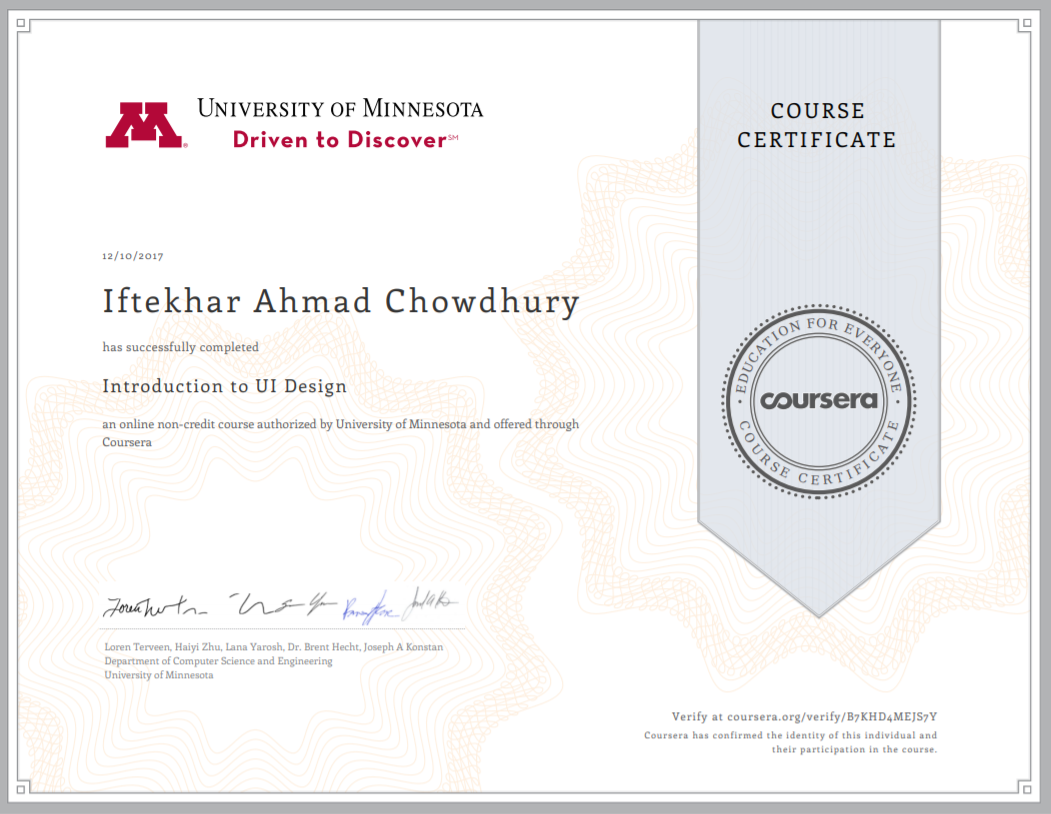 UI design certificate